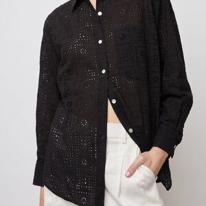NWT Rails Black Eyelet Button Down Shirt